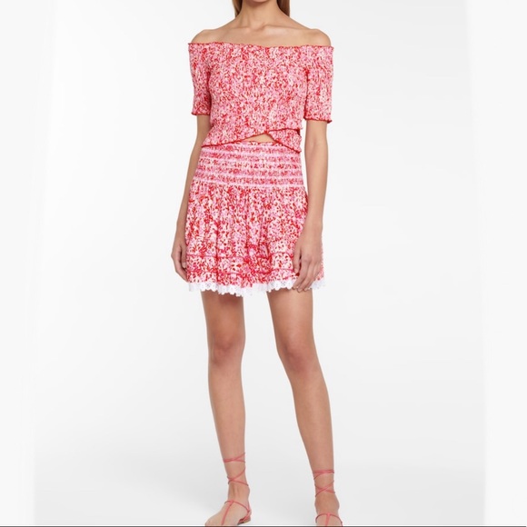 POUPETTE ST BARTH
Soledad Off-the-shoulder Smocked Blouse In Pink Small - Picture 2 of 8